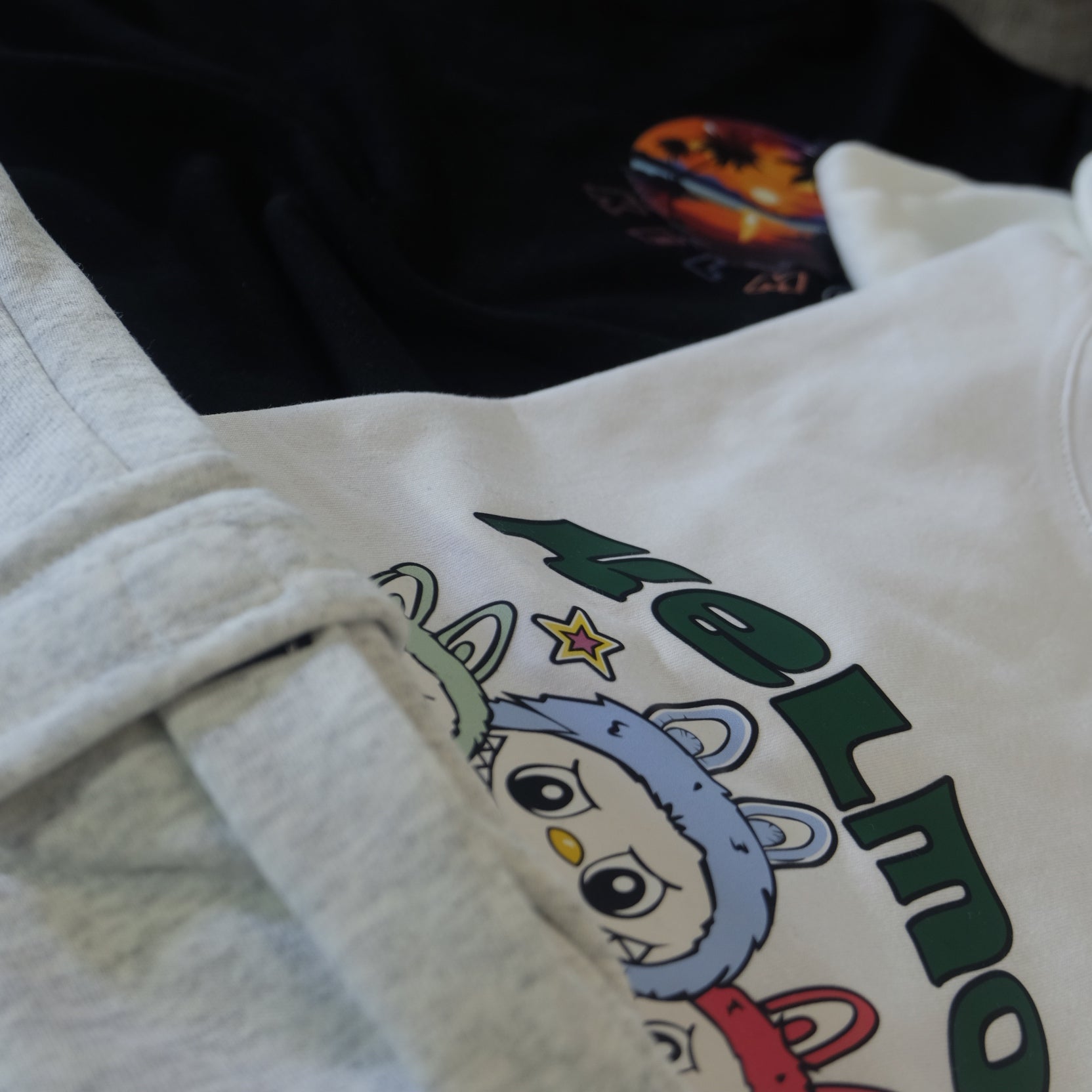 Ensemble Enfant 3 Pieces Jogging Cargo Gris + Sweat Noir + T-Shirt Blanc Labo