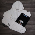 Ensemble Enfant 3 Pieces Survetement Blanc + T-Shirt Noir Luffy