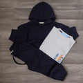 Ensemble Enfant 3 Pieces Survetement Bleu Marine + T-Shirt Gis Clair