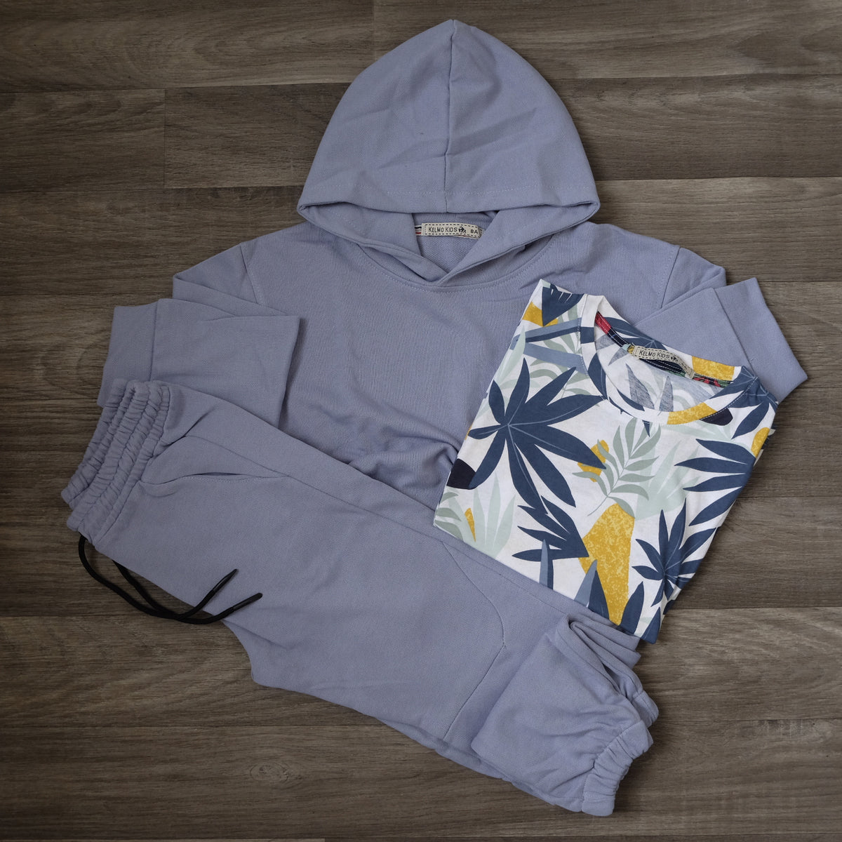 Ensemble Enfant 3 Pieces Survetement Ciel + T-Shirt Fleure