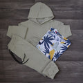 Ensemble Enfant 3 Pieces Survetement Gris Clair + T-Shirt Fleure