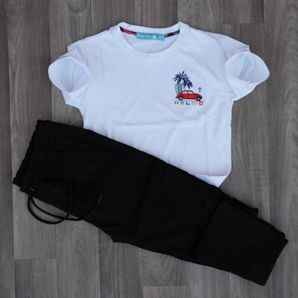 Ensemble Enfant Cargo Noir + T-Shirt Blanc