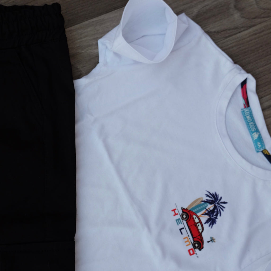 Ensemble Enfant Cargo Noir + T-Shirt Blanc