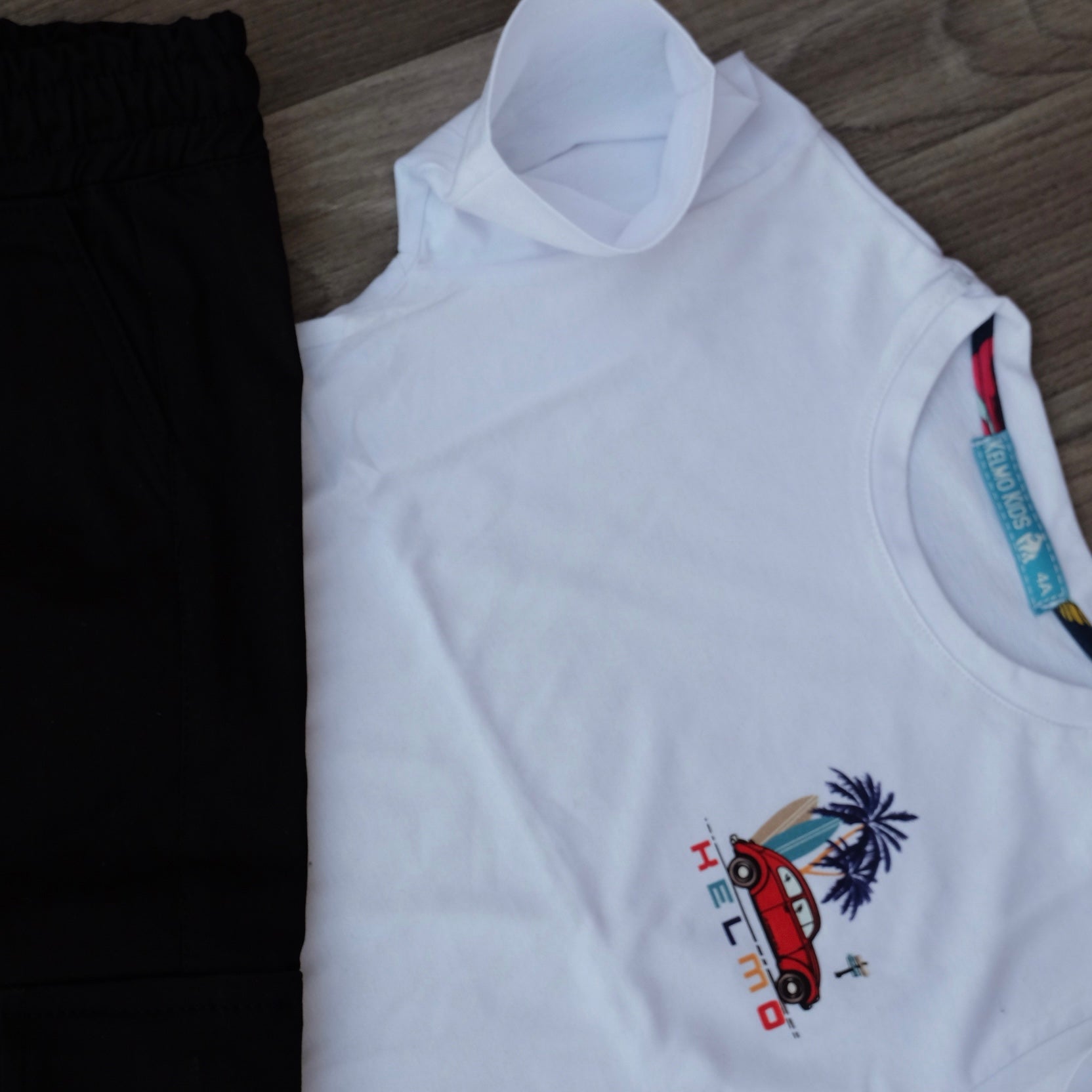 Ensemble Enfant Cargo Noir + T-Shirt Blanc