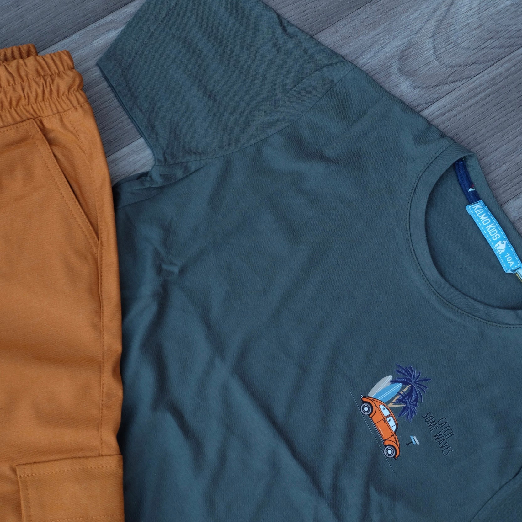 Ensemble Enfant Cargo Moutard + T-Shirt Vert Olive