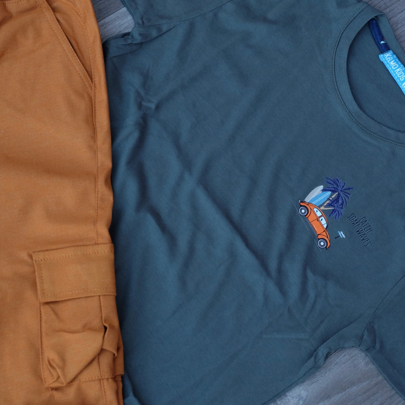 Ensemble Enfant Cargo Moutard + T-Shirt Vert Olive