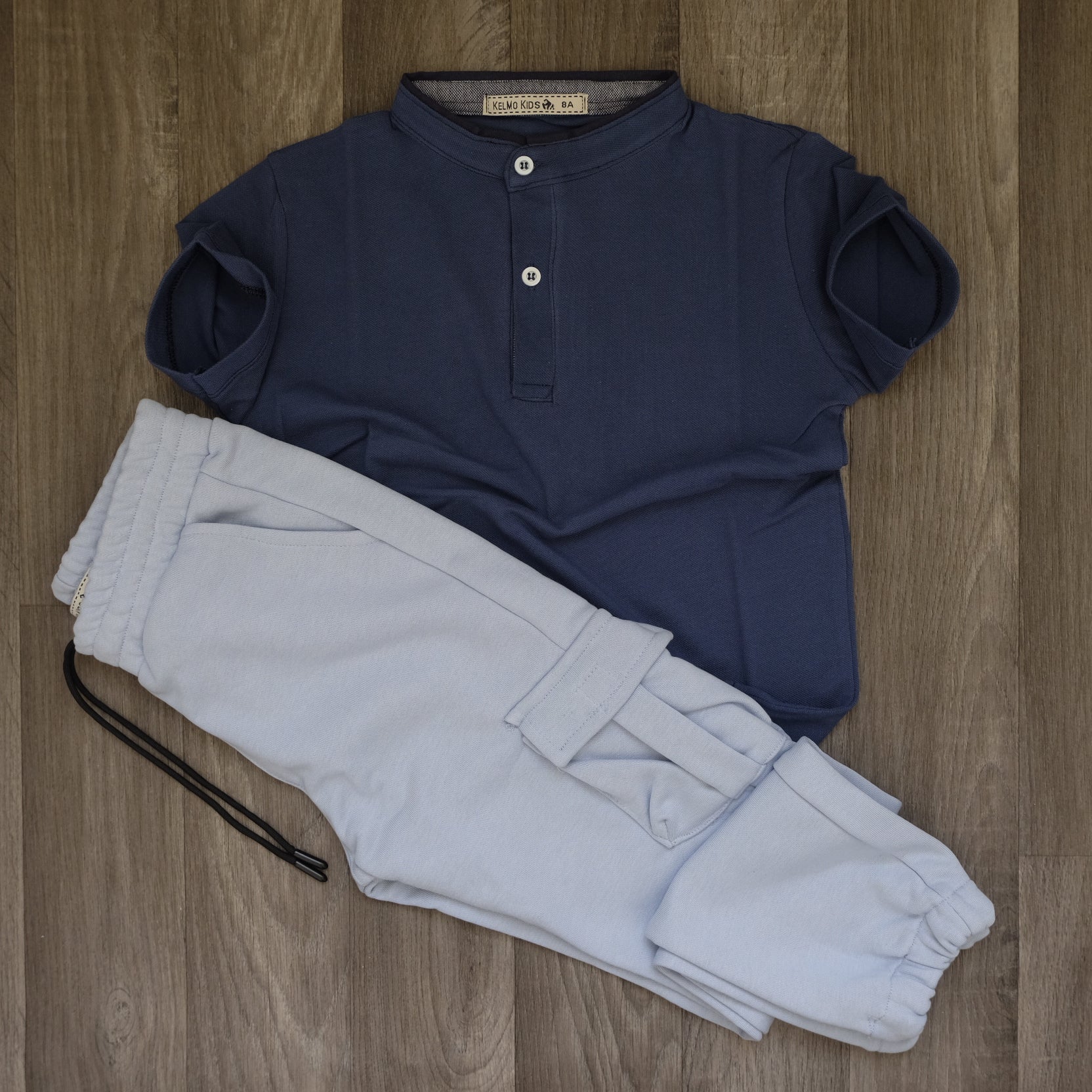 Ensemble Enfant Jogging Cargo Bleu Ciel + Polo Bleu Marine