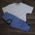 Ensemble Enfant Jogging Cargo Bleu Ciel + T-Shirt Blanc