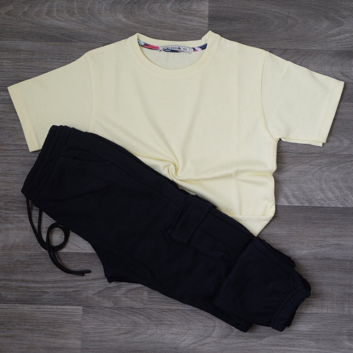 Ensemble Enfant Jogging Cargo Bleu Marine + T-Shirt Juane Poussin