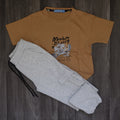 Ensemble Enfant Jogging Cargo Gris Chine Clair + T-Shirt Marron Luf
