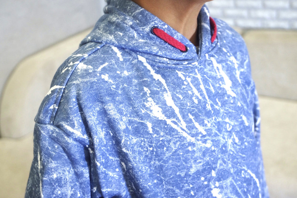 Ensemble Enfant Pantalon Cargo Motard +Sweat a Capuche Camouflage Bleu Ciel