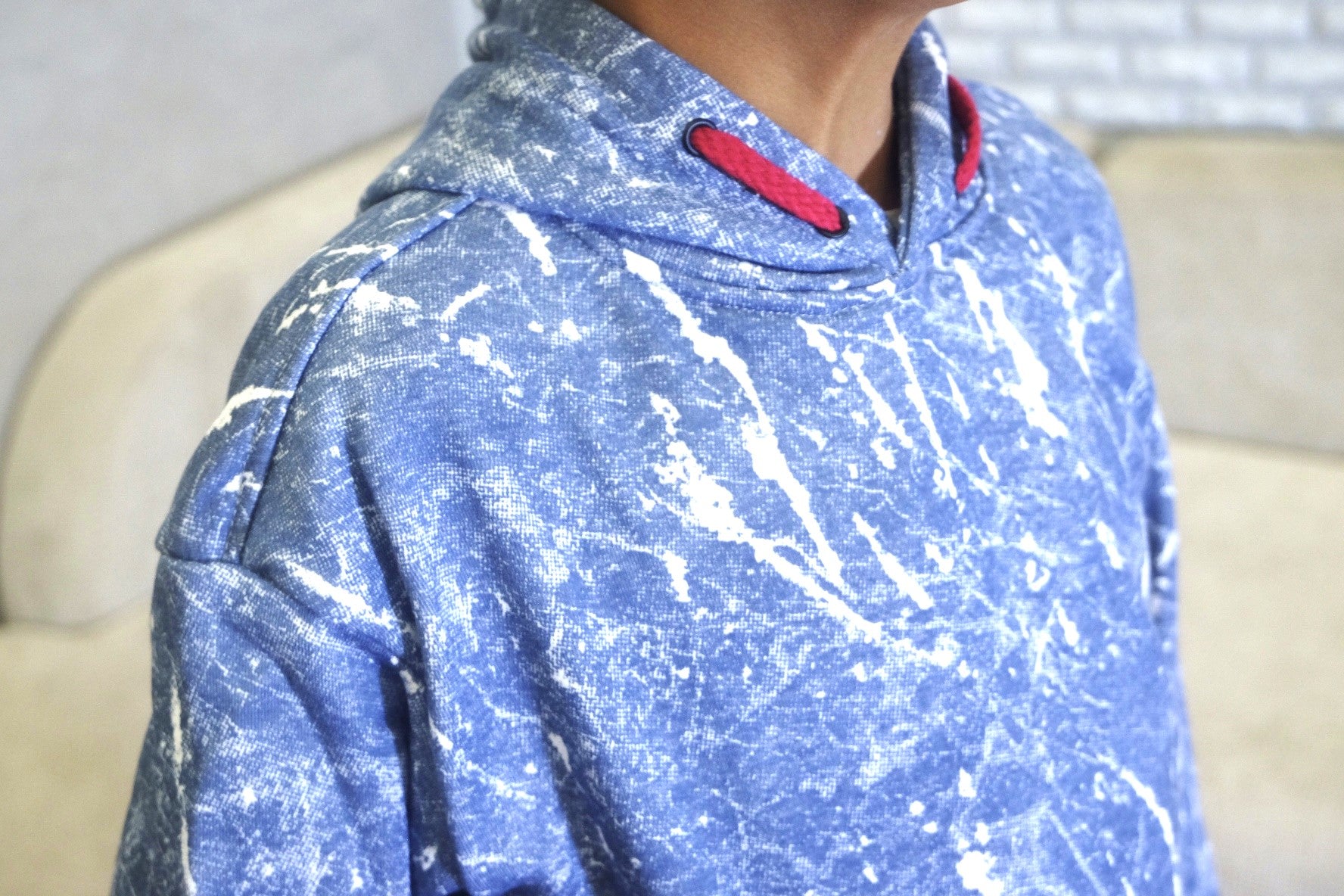 Ensemble Enfant Pantalon Cargo Motard +Sweat a Capuche Camouflage Bleu Ciel