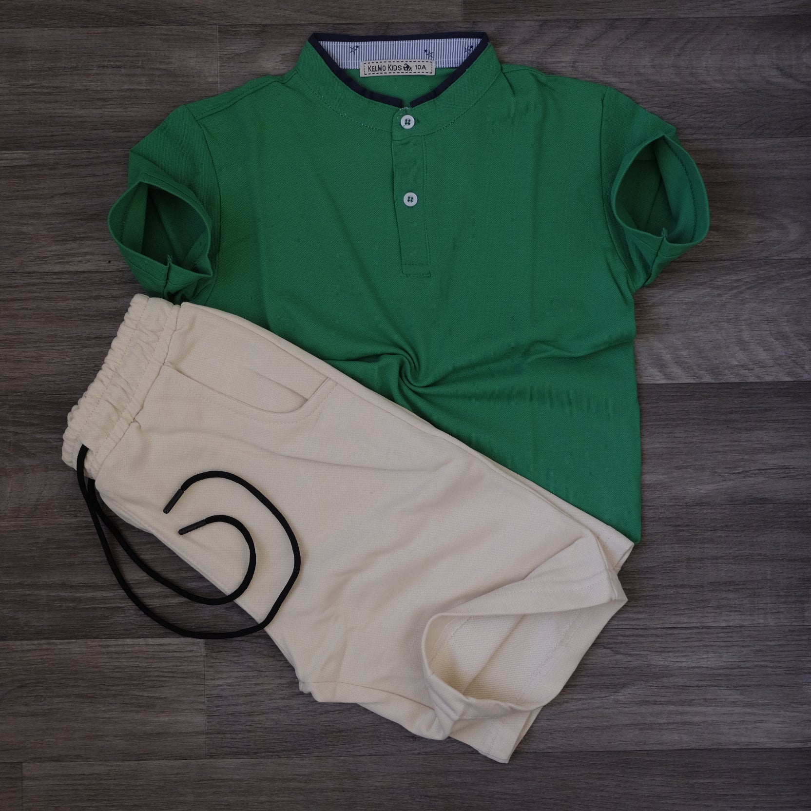 Ensemble Enfant Short Beige + Polo Vert