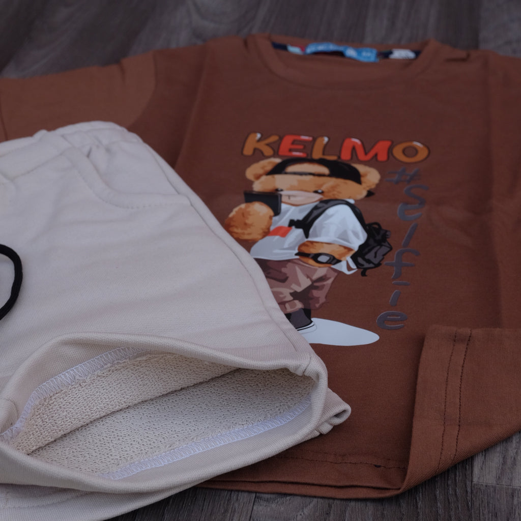 Ensemble Enfant Short Beige + T-Shirt Marron