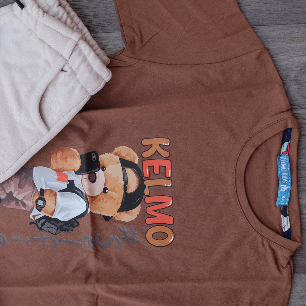 Ensemble Enfant Short Beige + T-Shirt Marron