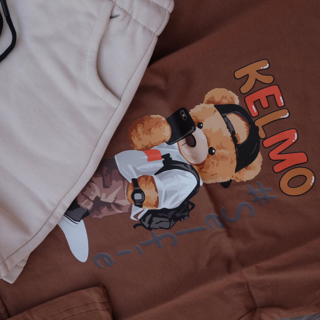 Ensemble Enfant Short Beige + T-Shirt Marron