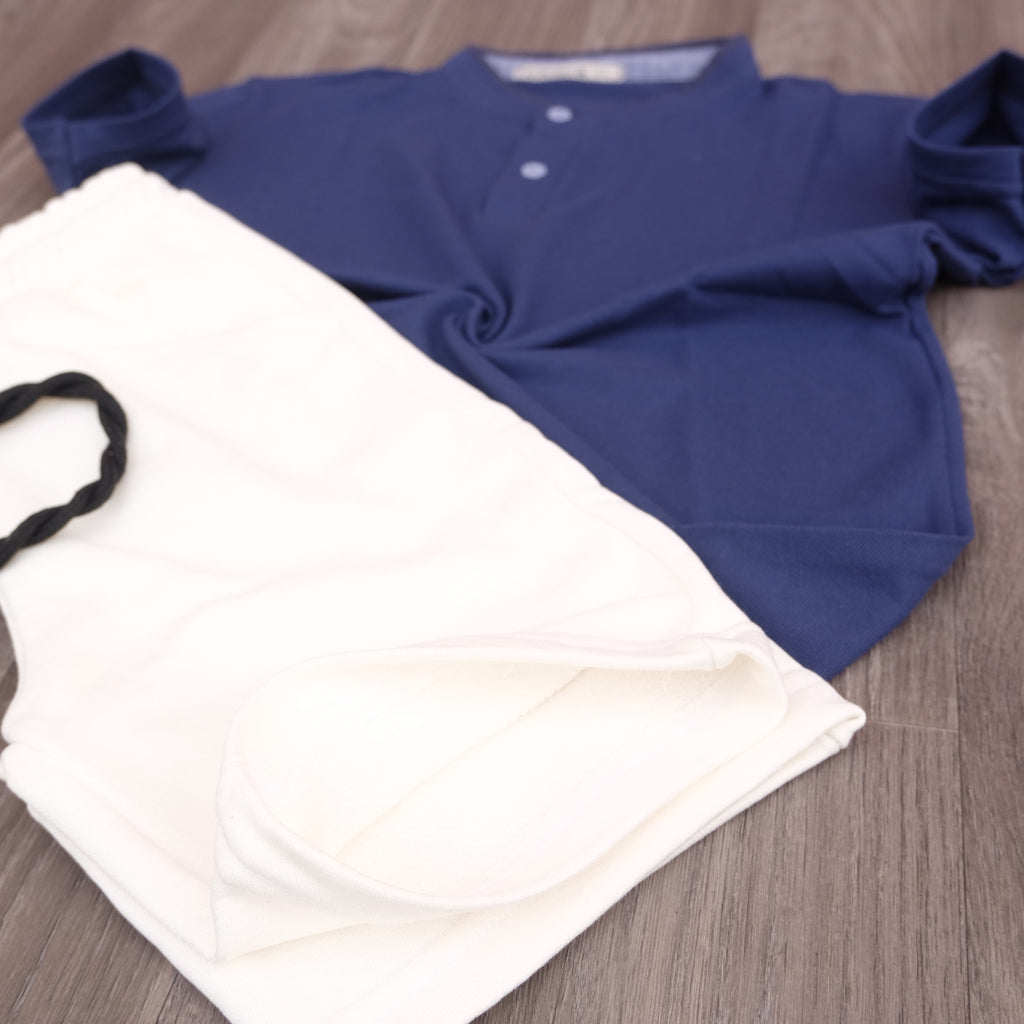 Ensemble Enfant Short Blanc + Polo Bleu Marine