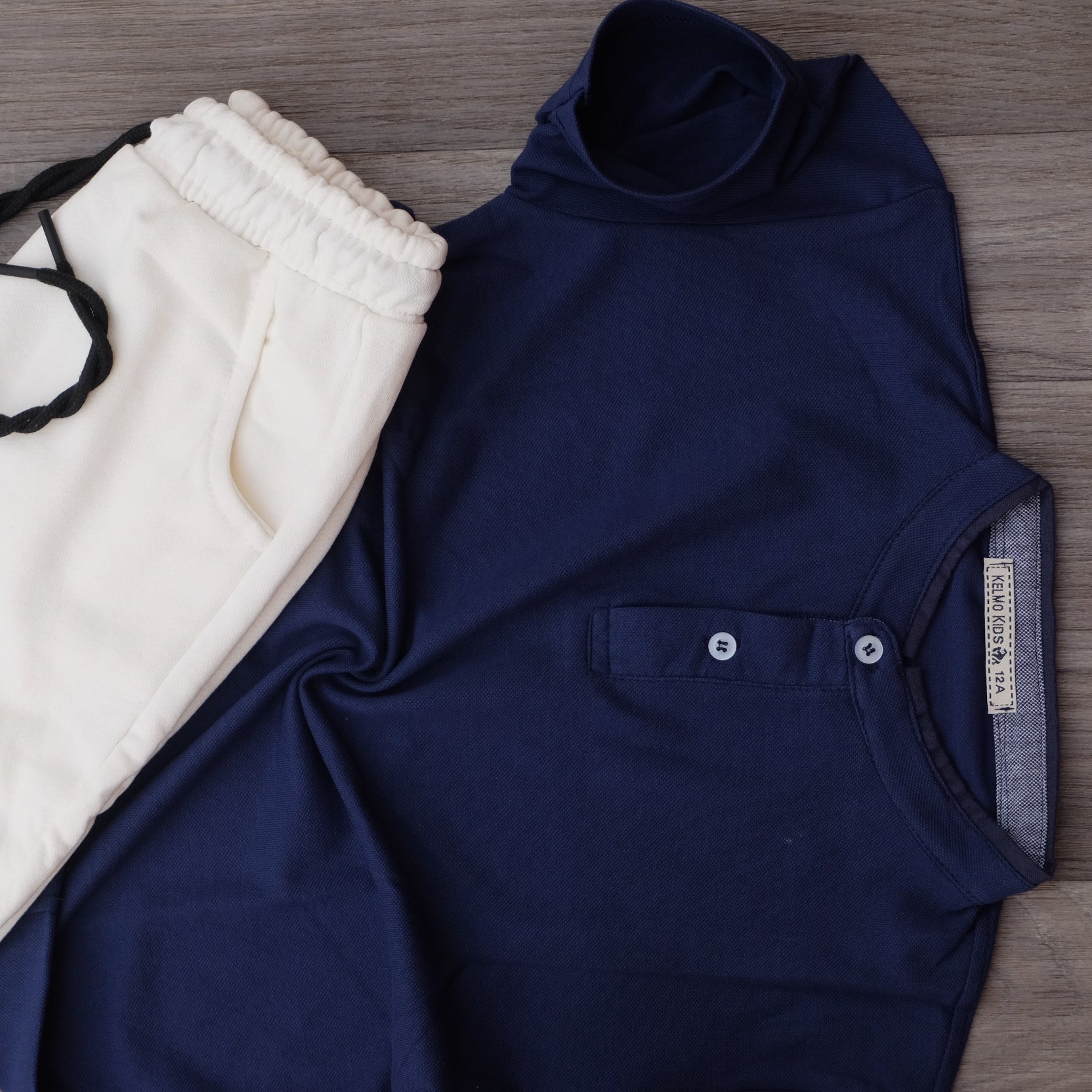 Ensemble Enfant Short Blanc + Polo Bleu Marine