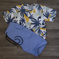 Ensemble Enfant Short Ciel Fonce + T-Shirt Fleure