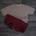 Ensemble Enfant Short Grenat  + T-Shirt Beige