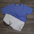 Ensemble Enfant Short Gris Chine  + T-Shirt Bleu Indigo