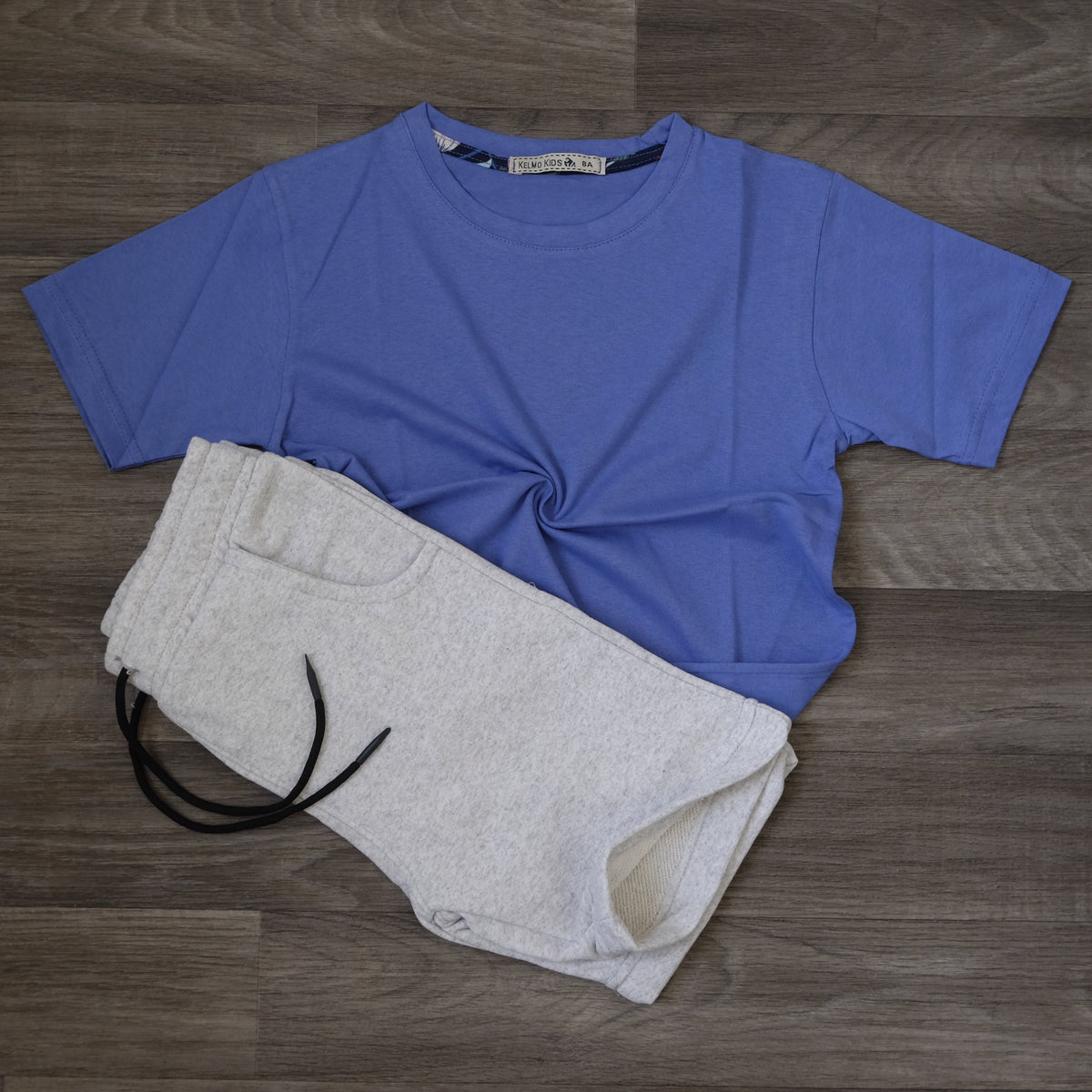 Ensemble Enfant Short Gris Chine  + T-Shirt Bleu Indigo