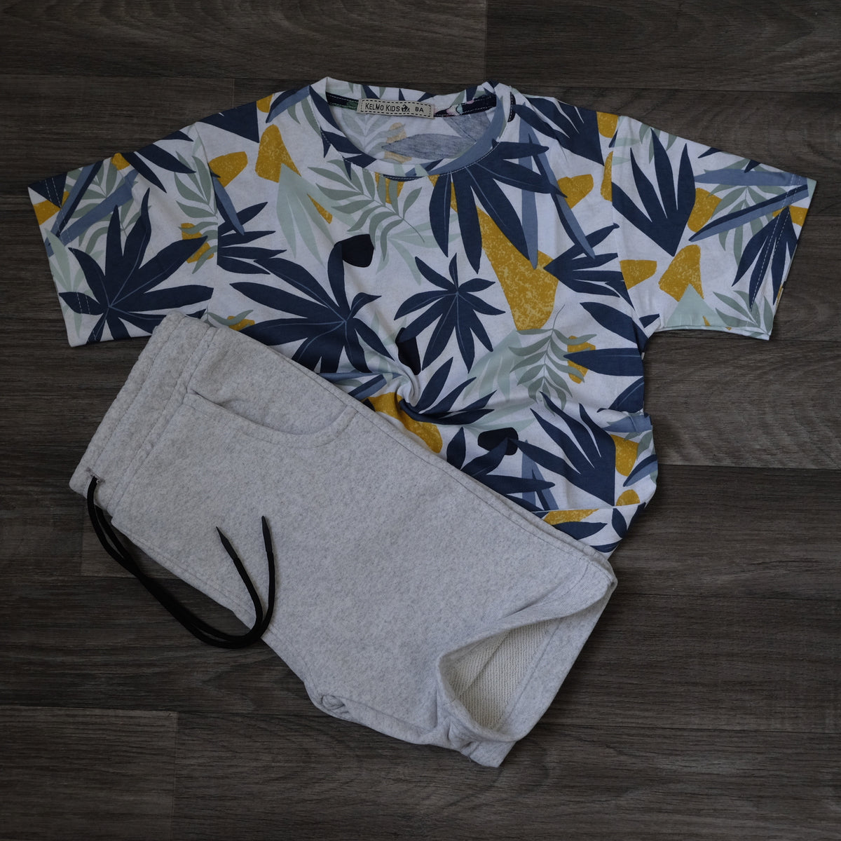 Ensemble Enfant Short Gris Chine + T-Shirt Fleure