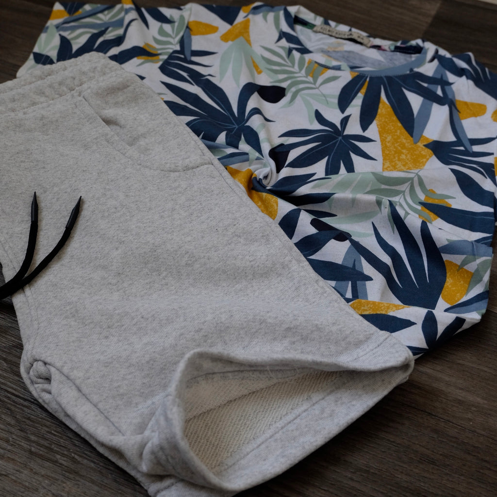 Ensemble Enfant Short Gris Chine + T-Shirt Fleure