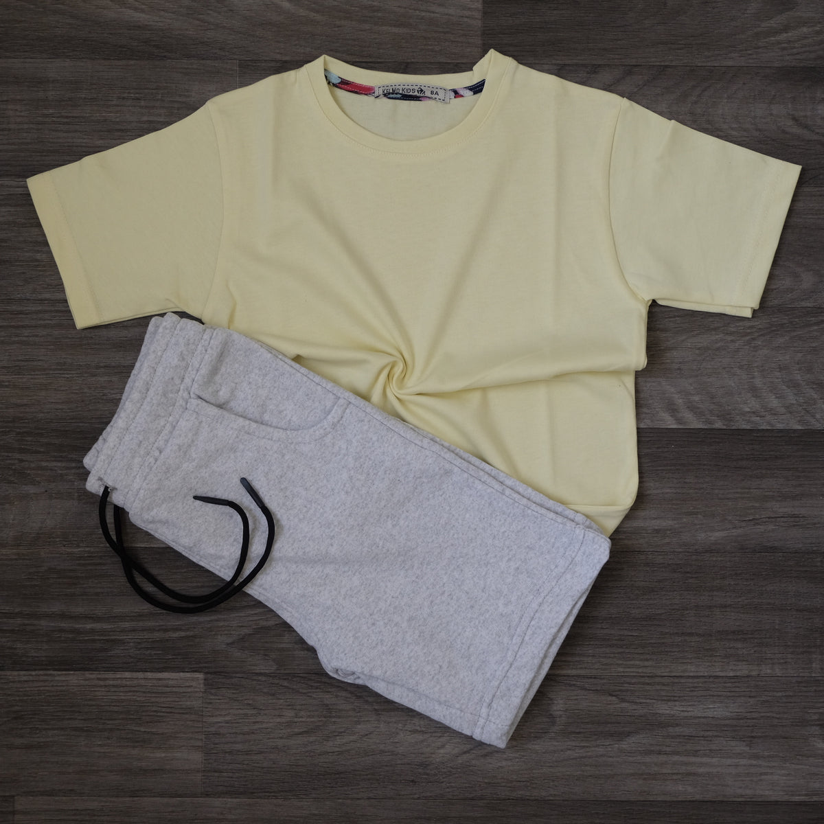 Ensemble Enfant Short Gris Chine  + T-Shirt Juane Poussin