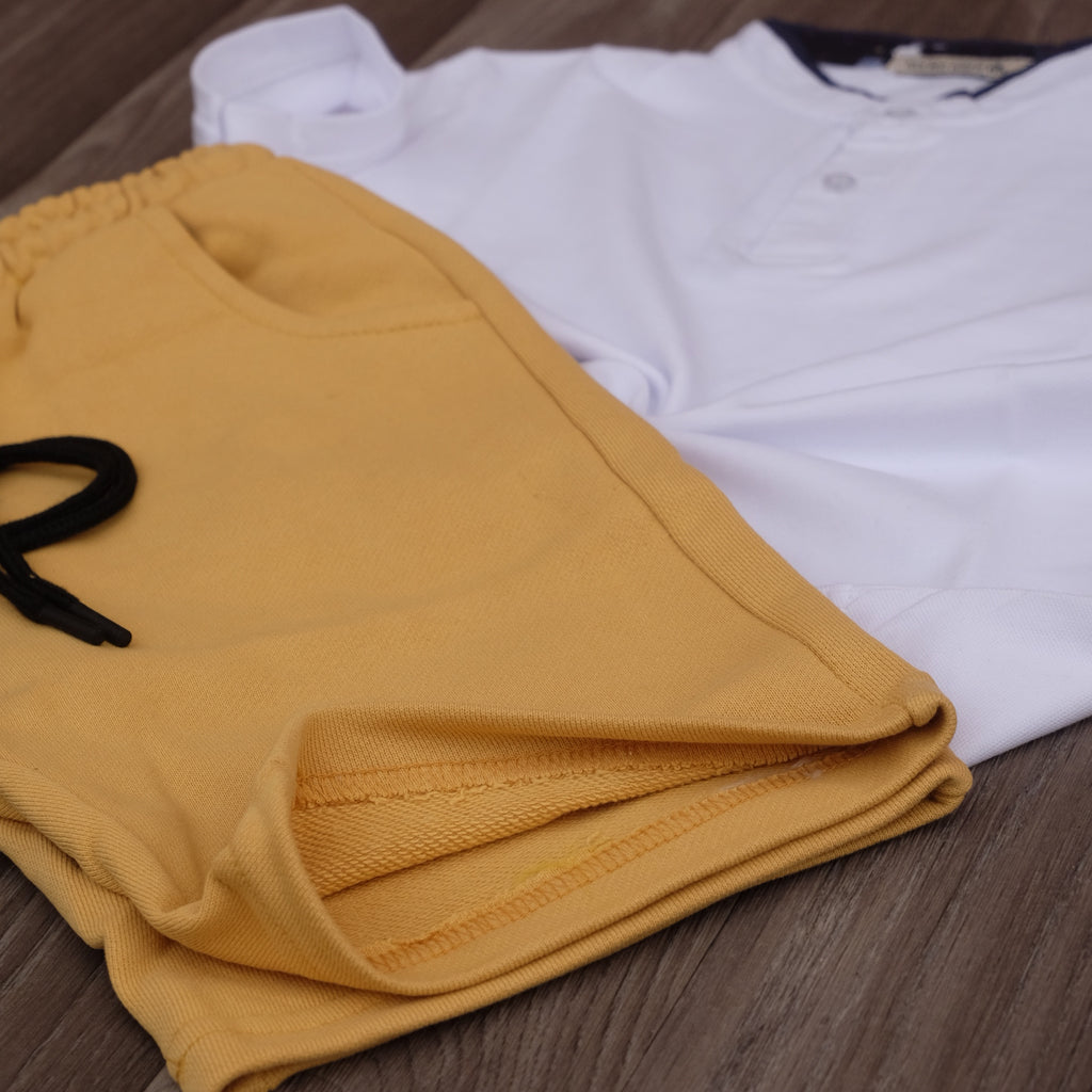 Ensemble Enfant Short Motard Clair + Polo Blanc