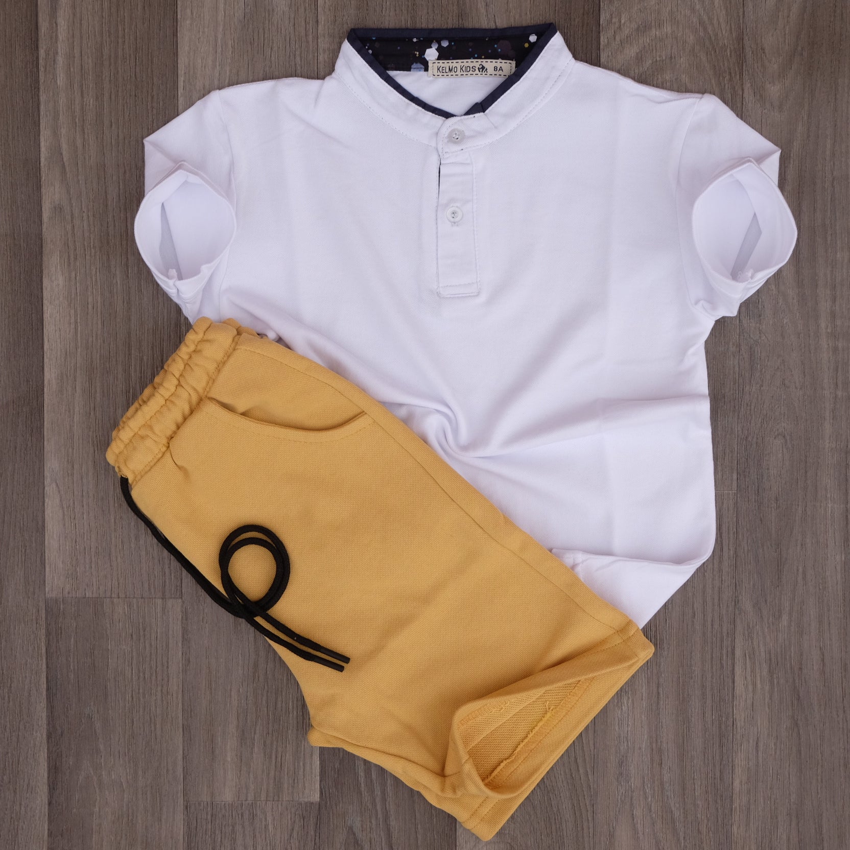 Ensemble Enfant Short Motard Clair + Polo Blanc