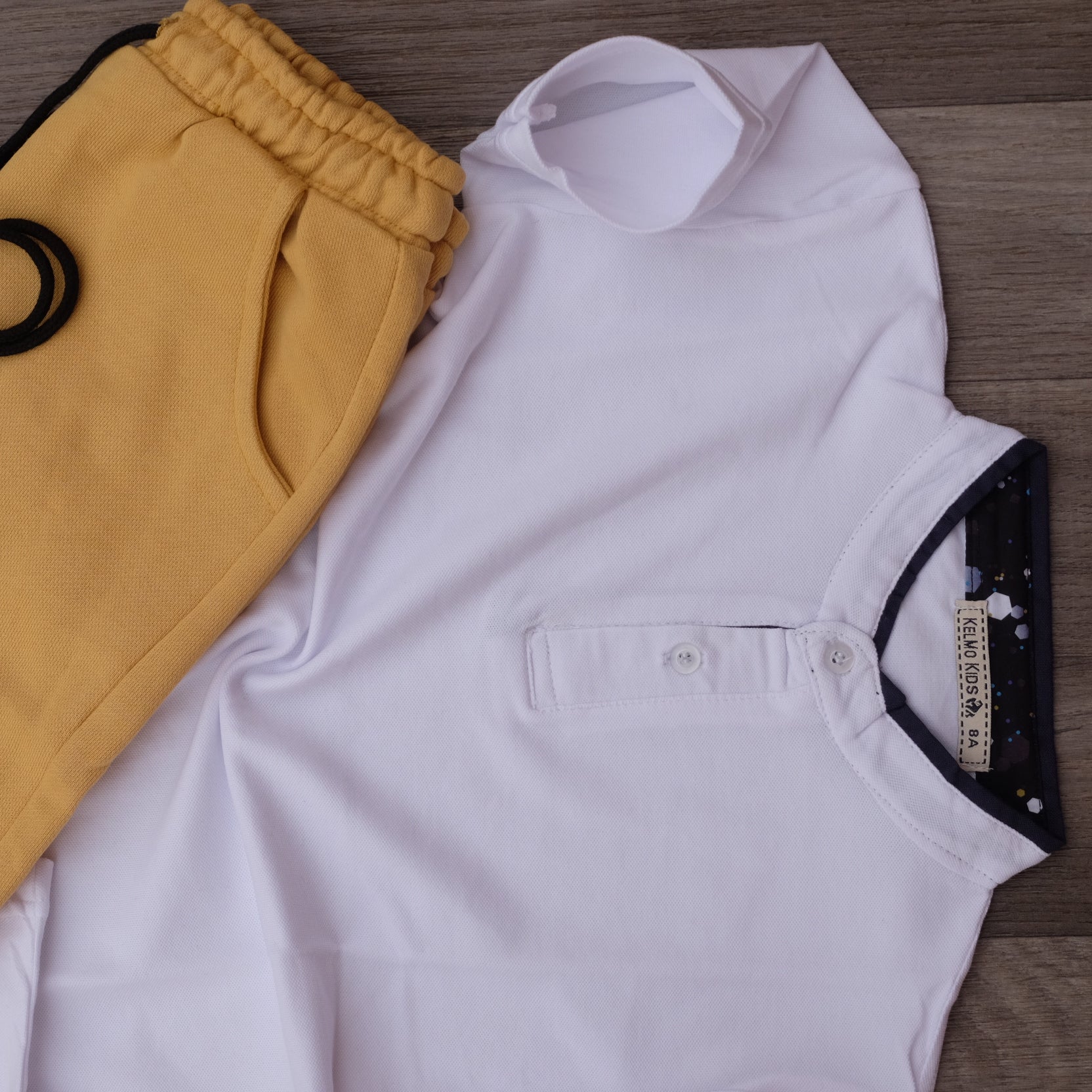 Ensemble Enfant Short Motard Clair + Polo Blanc