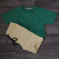 Ensemble Enfant Short Juane Poussin + T-Shirt Vert
