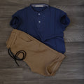 Ensemble Enfant Short Kaki Clair + Polo Bleu Marine