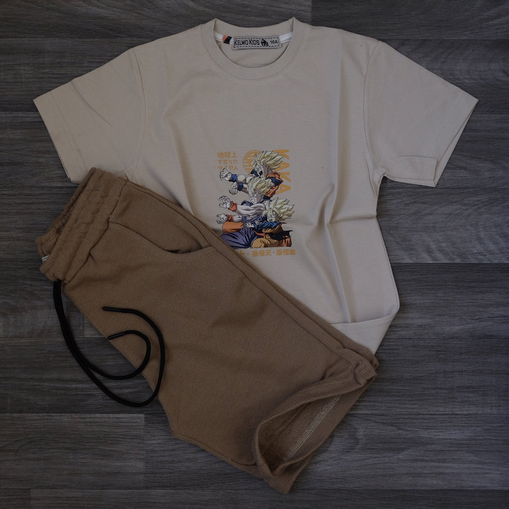 Ensemble Enfant Short Kaki Clair + T-Shirt Beige Gog