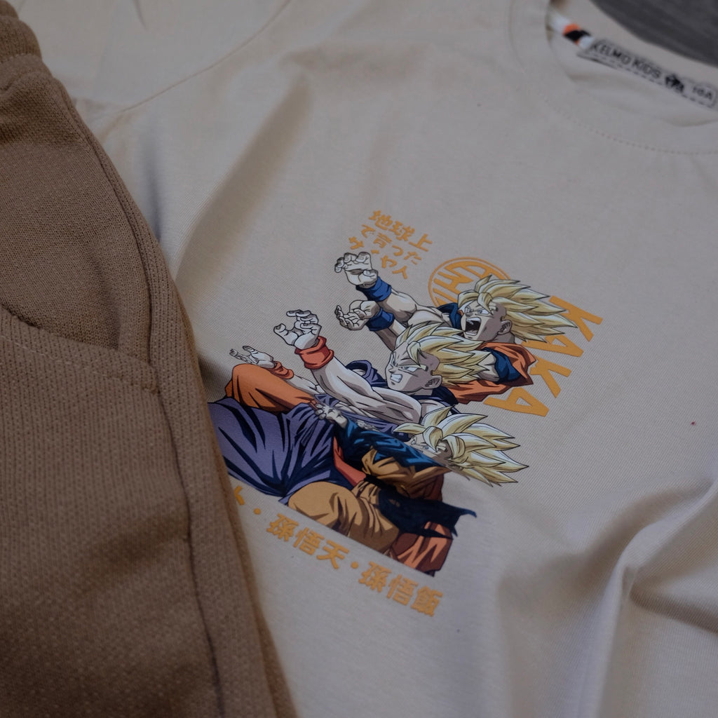 Ensemble Enfant Short Kaki Clair + T-Shirt Beige Gog