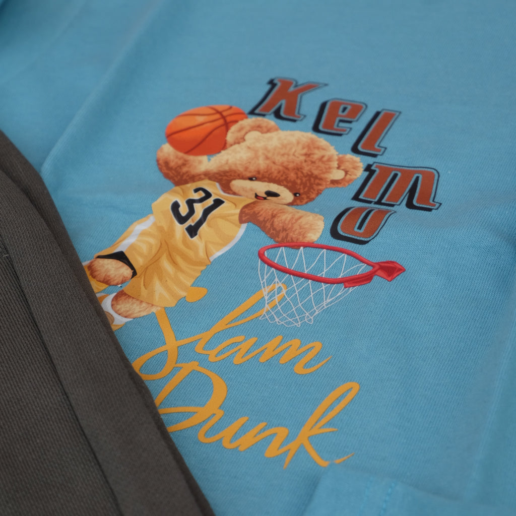 Ensemble Enfant Short Kaki Fonce + T-Shirt Bleu Ciel