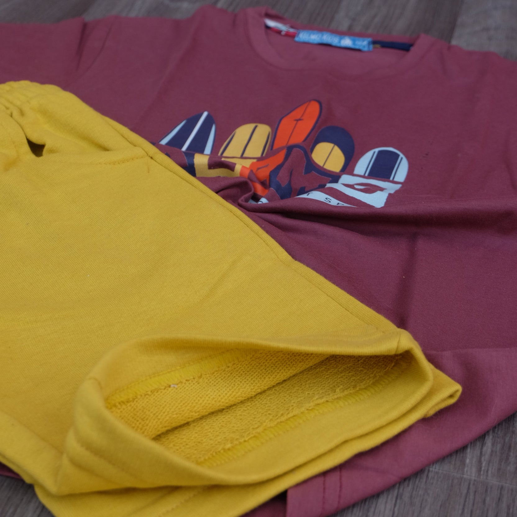 Ensemble Enfant Short Motard + T-Shirt Grenat