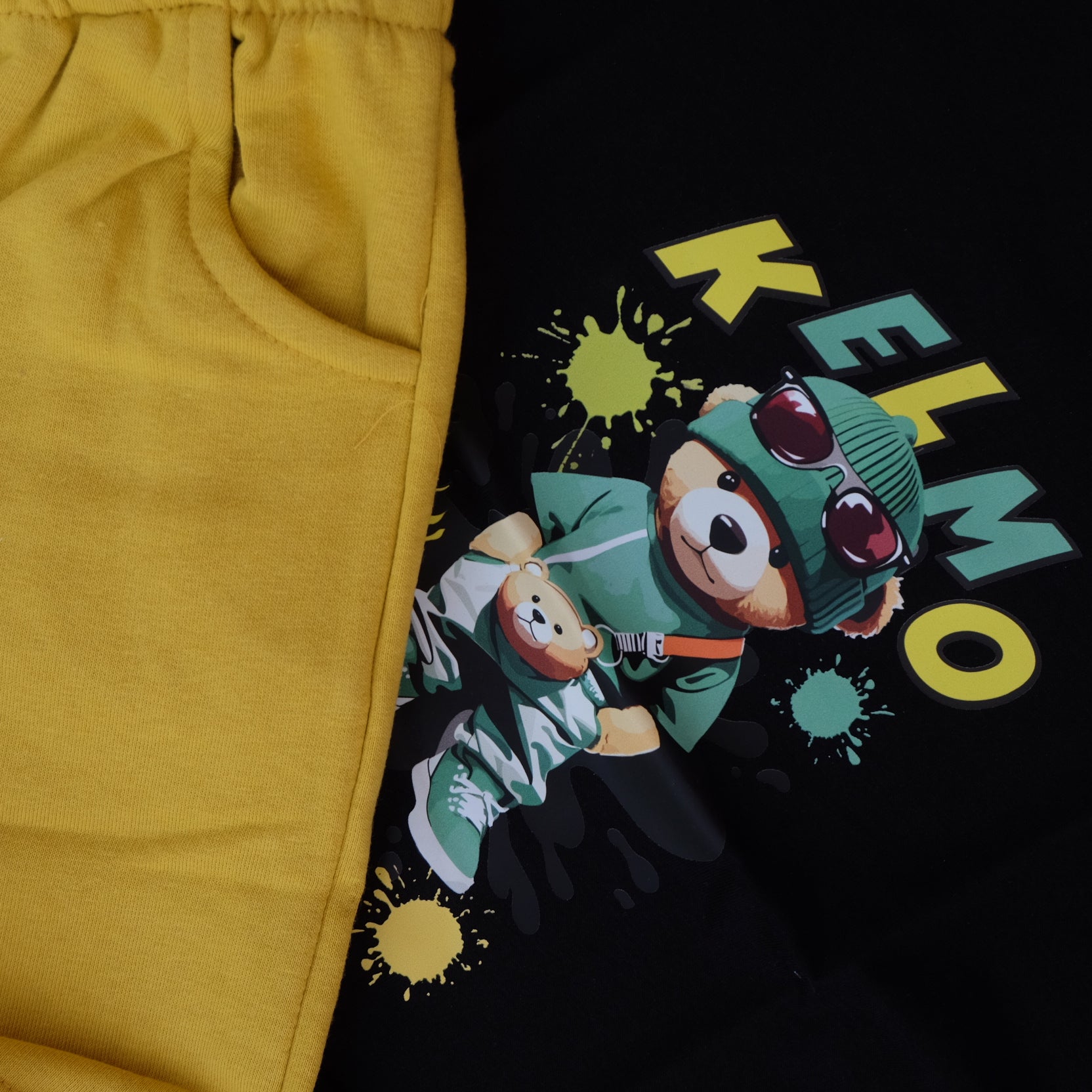 Ensemble Enfant Short Motard + T-Shirt Noir