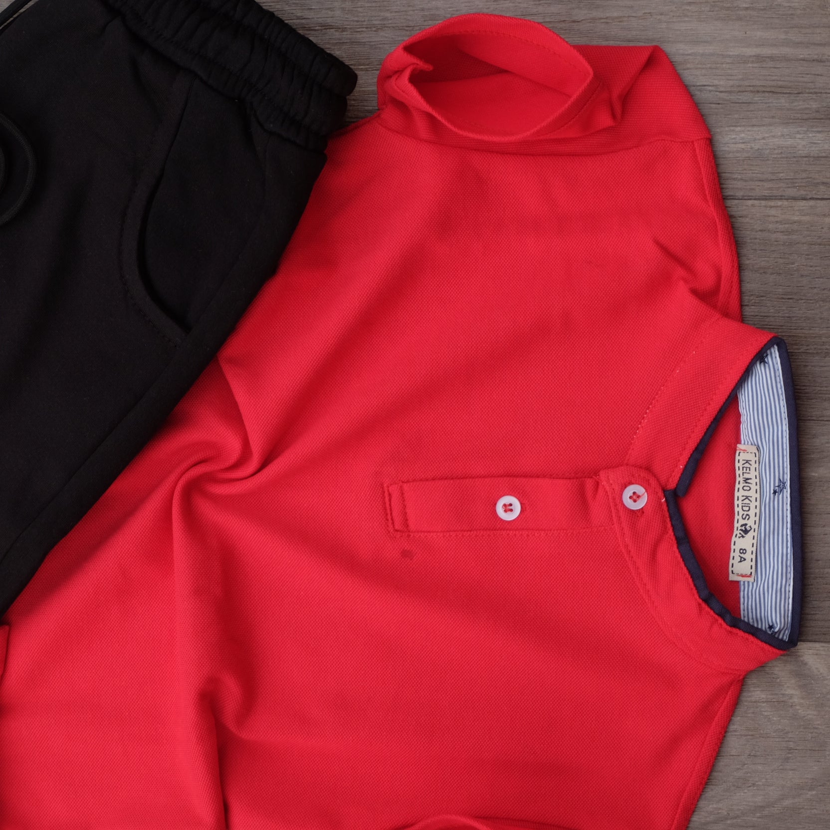 Ensemble Enfant Short Noir + Polo Rouge