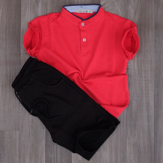 Ensemble Enfant Short Noir + Polo Rouge