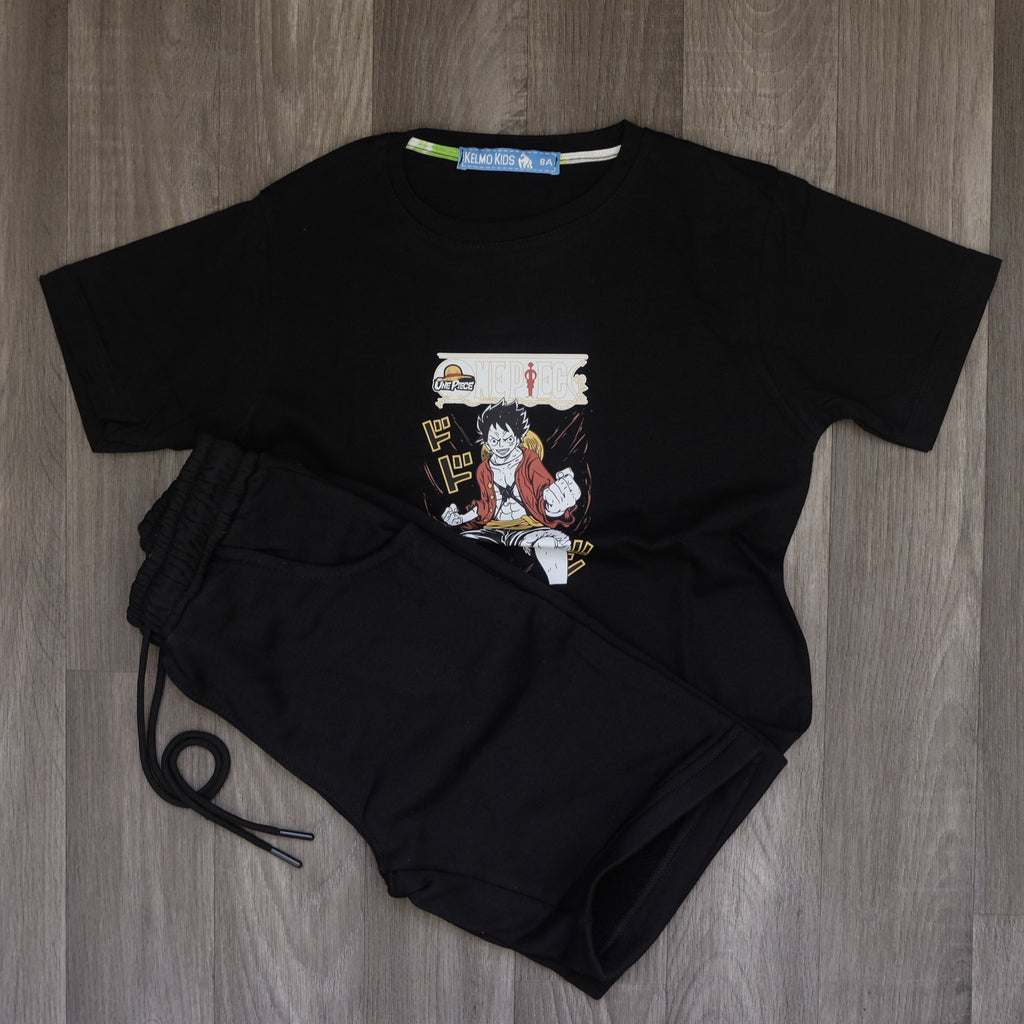 Ensemble Enfant Short Noir + T-Shirt Noir Lufy