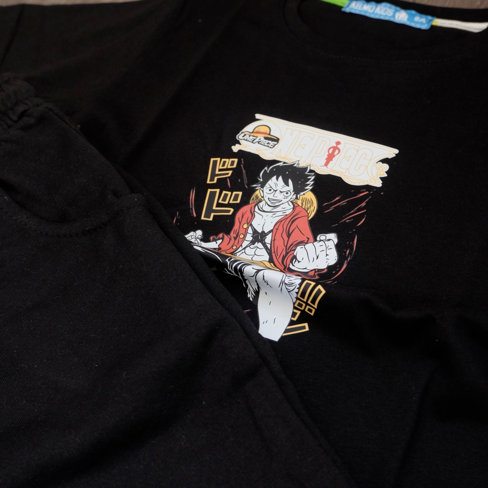 Ensemble Enfant Short Noir + T-Shirt Noir Lufy