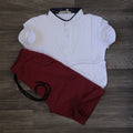 Ensemble Enfant Short Rouge Brique + Polo Blanc