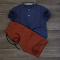 Ensemble Enfant Short Rouge Brique + Polo Bleu Marine