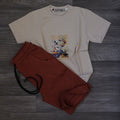 Ensemble Enfant Short Rouge Brique + T-Shirt Beige Gog