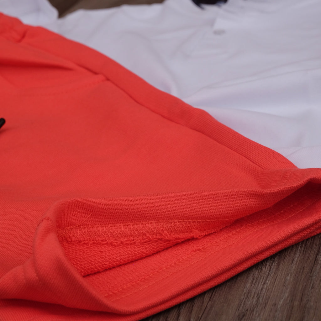 Ensemble Enfant Short Rouge Corail + Polo Blanc