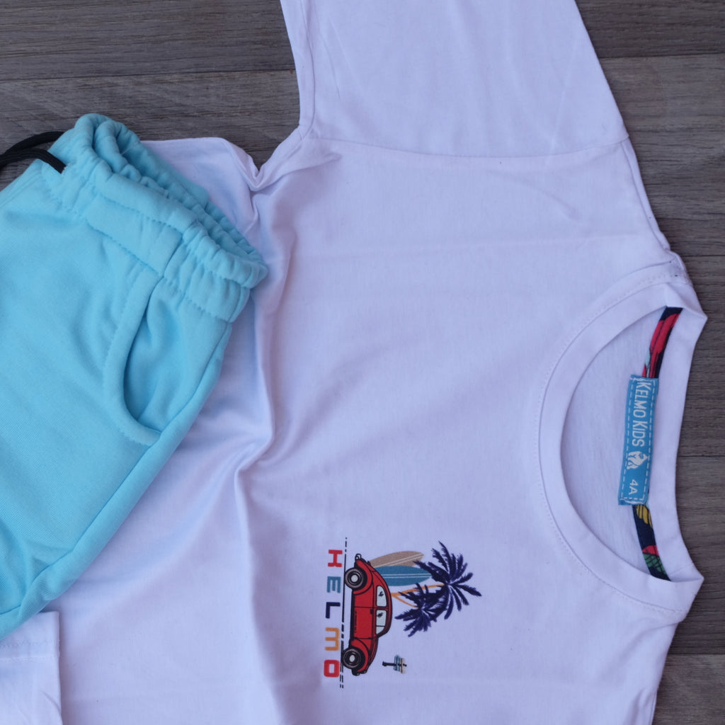 Ensemble Enfant Short Turqoise + T-Shirt Blanc