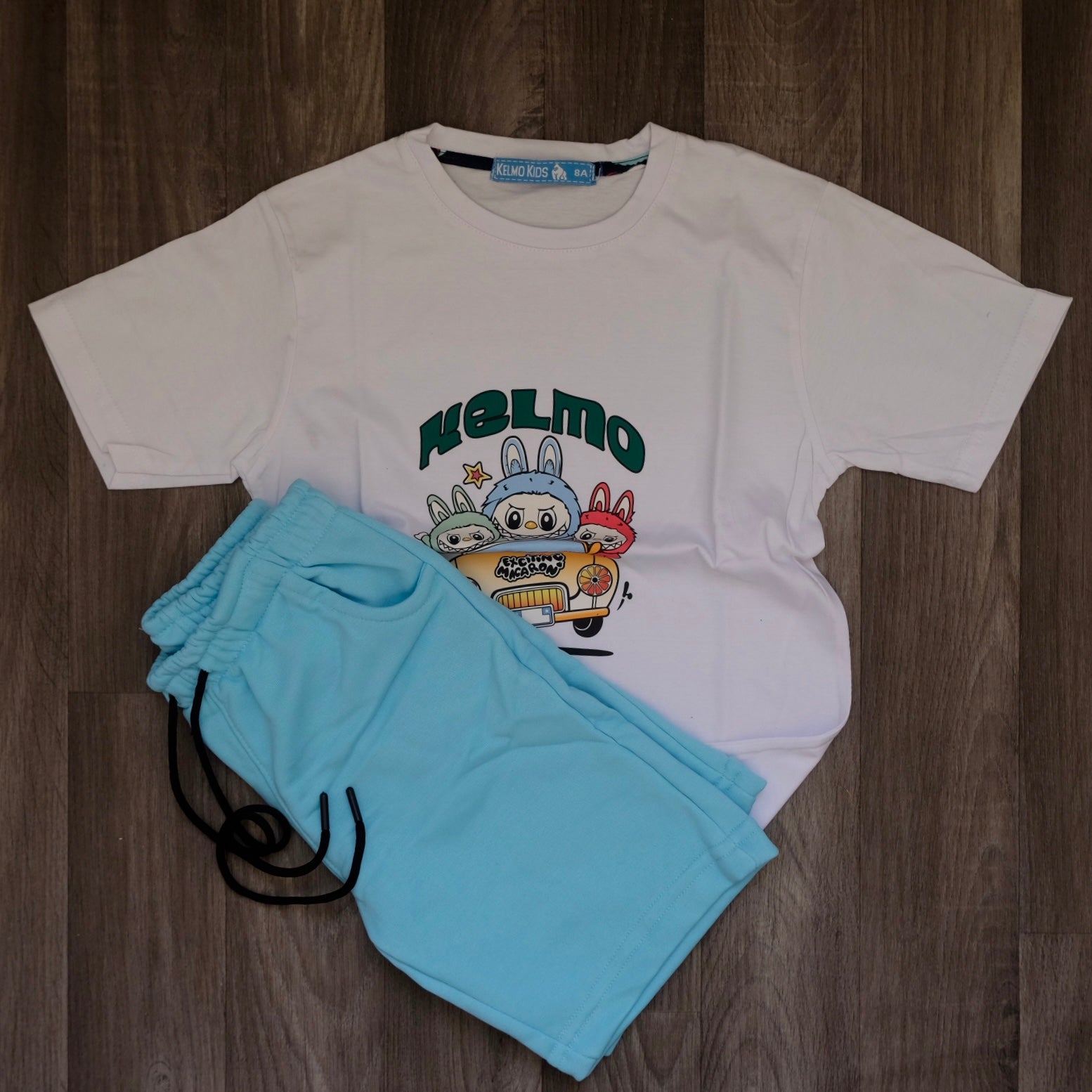Ensemble Enfant Short Turquoise + T-Shirt Blanc Labo