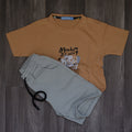 Ensemble Enfant Short Vert Asperg + T-Shirt Marron Clair Luf